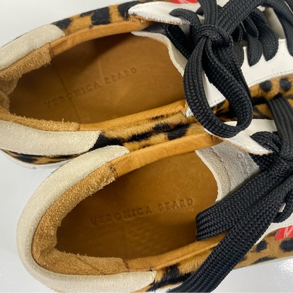 Veronica Beard Distressed Sami Leopard Calf Hair Suede Sneakers - Picture 10 of 11